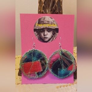 Handcrafted Colorful Patchwork Circle Earrings